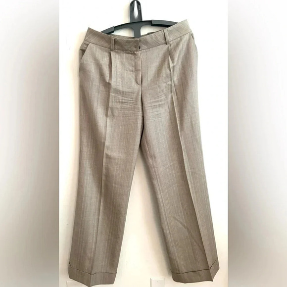 Escada dress pants Women’s cream strip wide leg wool/silk M Career Workwear - Picture 1 of 13